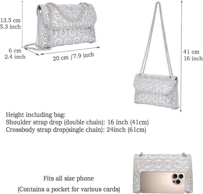 BBTT.ful Shoulder Bags Crossbody Bag Purses Handbags Crystals Rhinestone Evening Bag for Women Clutch Purse with Chain - Image 4